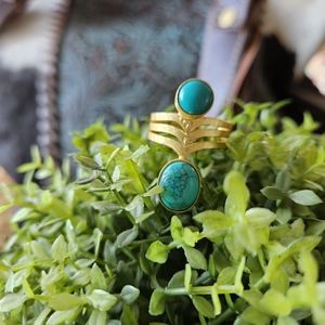 Faux Turquoise and Goldtone Ring